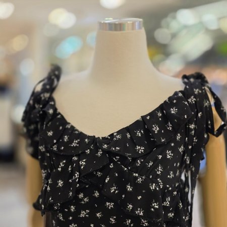 끈묶음나시프릴쉬폰원피스