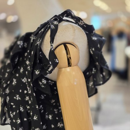 끈묶음나시프릴쉬폰원피스