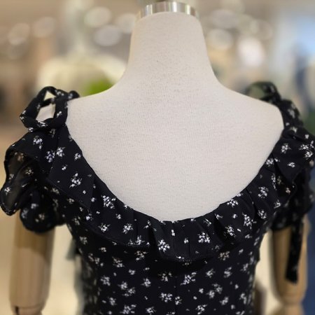 끈묶음나시프릴쉬폰원피스