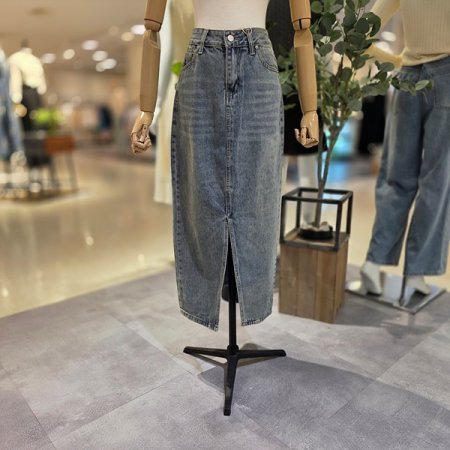 H라인앞트임데님롱스커트