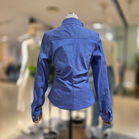 잔체크허리셔링셔츠블라우스