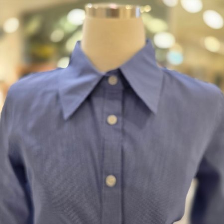 잔체크허리셔링셔츠블라우스