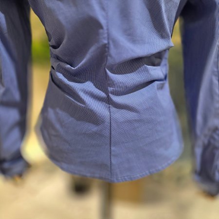 잔체크허리셔링셔츠블라우스