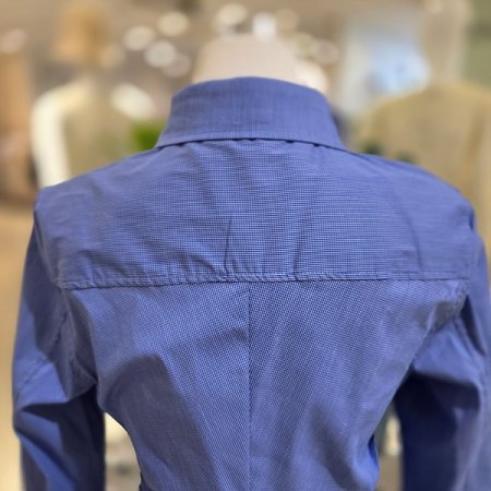 잔체크허리셔링셔츠블라우스