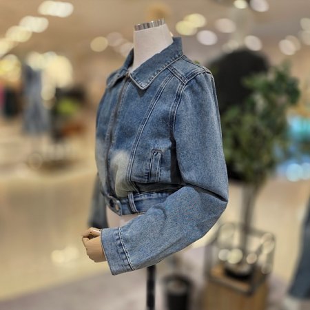 세미크롭집업데님점퍼