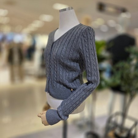 꽈배기짜임 크롭니트가디건