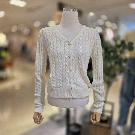 꽈배기짜임 크롭니트가디건