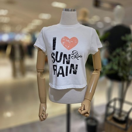 핑크하트면크롭반팔티