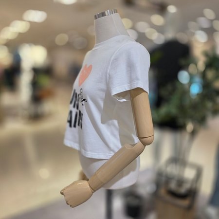 핑크하트면크롭반팔티