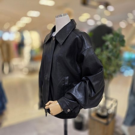 빅카라루즈핏페이크가죽자켓