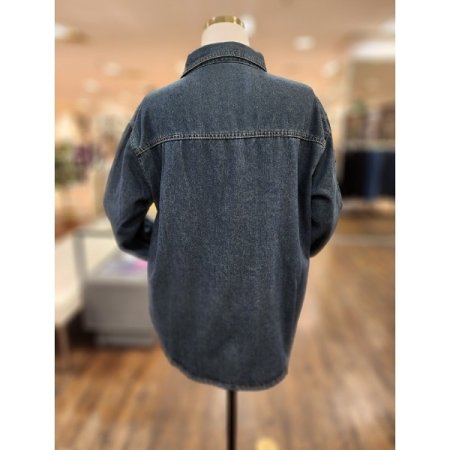 데님강아지자수셔츠