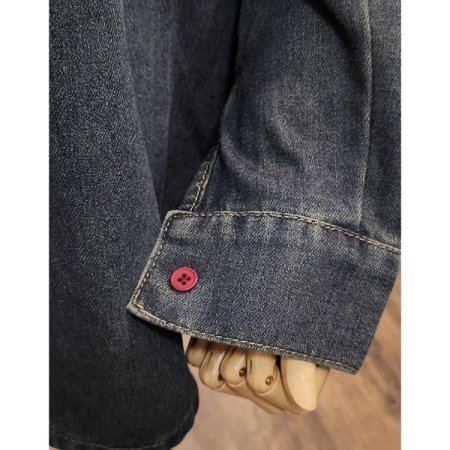 데님강아지자수셔츠