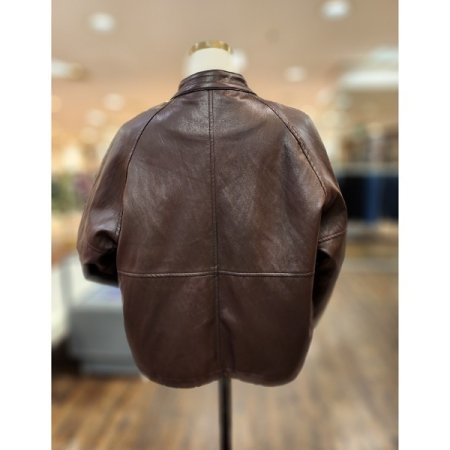 체크배색레더자켓