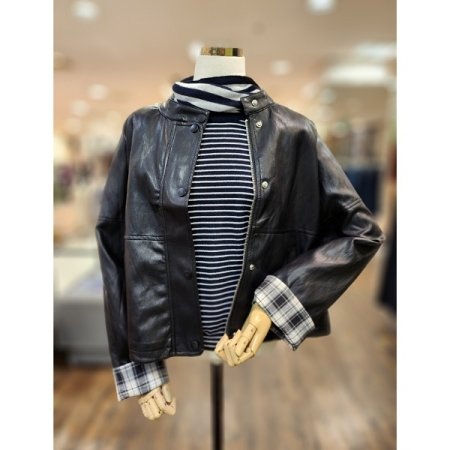 레더자켓소매체크