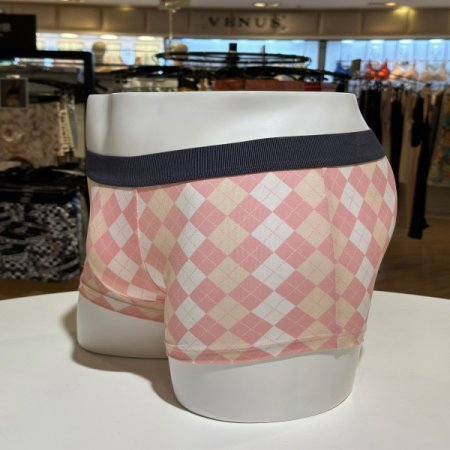 핑크 아가일체크 남성드로드