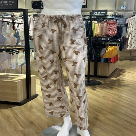 간절기 면 곰돌이 남성 파자마 바지