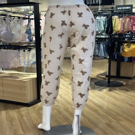 간절기 면 곰돌이 여성 스트링 바지