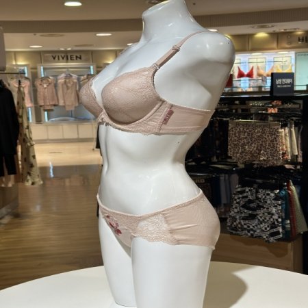 저중심 피치브라 레이스 햄팬티세트