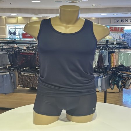 네이비 인견 남성런닝 드로즈 세트