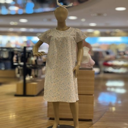 플랫소매 잠옷 원피스