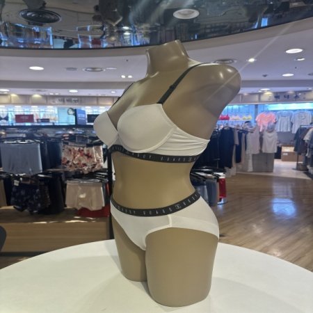 카키밴드 크림 브라 햄팬티 세트