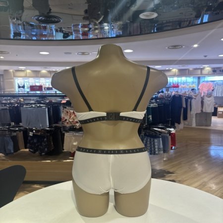 카키밴드 크림 브라 햄팬티 세트