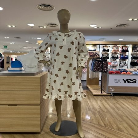 면 큐티 곰돌이 원피스 잠옷