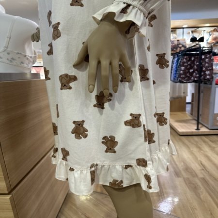 면 큐티 곰돌이 원피스 잠옷