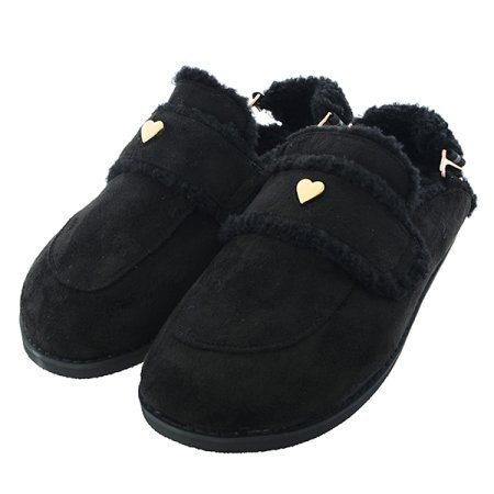 하트 퍼 스웨이드 뮬 클로그