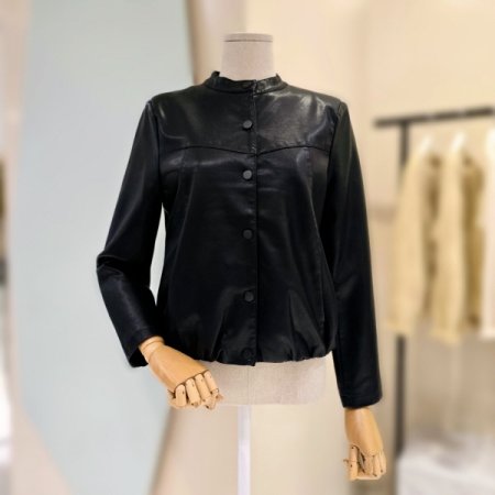 레더 밴딩 크롭자켓