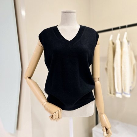 데스틸 브이넥 언발 니트조끼