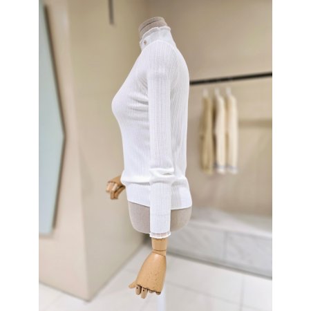 하이넥 시스루 골지 니트