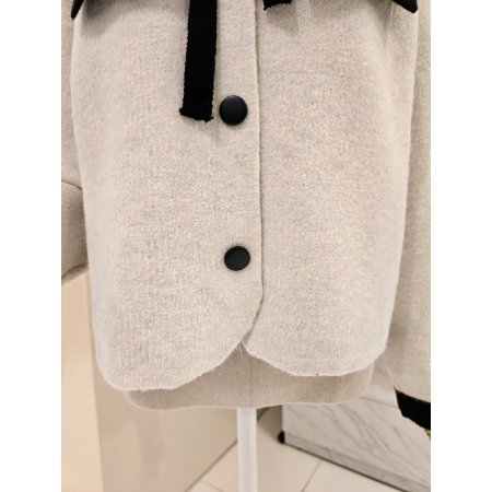 리본띠 라인배색 울 가디건