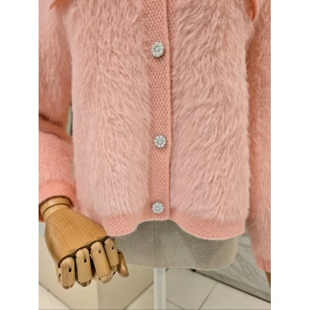 진주포켓 라운드 퍼 가디건