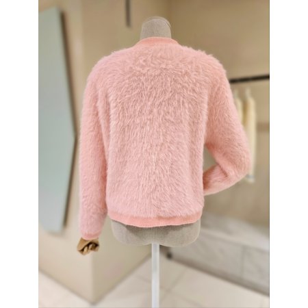 진주포켓 라운드 퍼 가디건