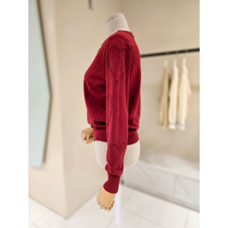 하트 엠보 라운드 니트가디건