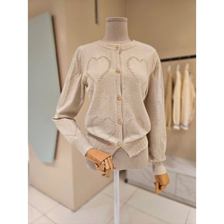 하트 엠보 라운드 니트가디건