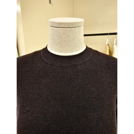 사선 주름 배색 언발 라운드니트