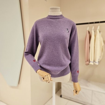 고양이 하트 반폴라 니트