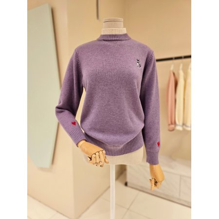 고양이 하트 반폴라 니트