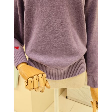 고양이 하트 반폴라 니트