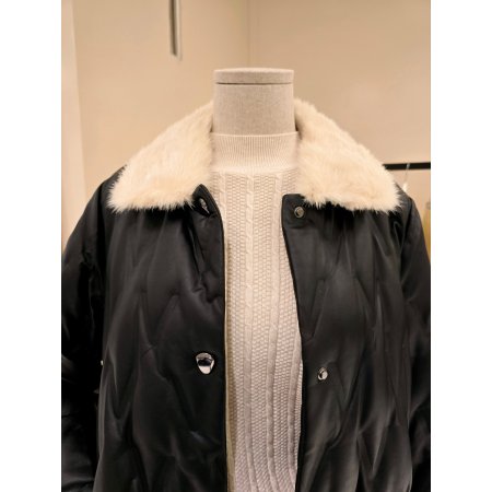 밍크카라 구스다운 롱 점퍼