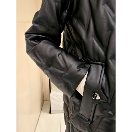 밍크카라 구스다운 롱 점퍼