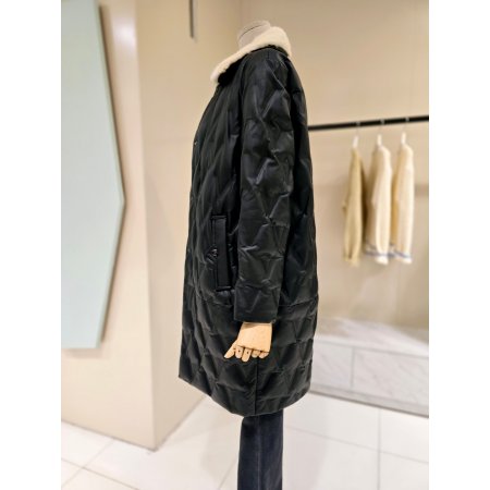 밍크카라 구스다운 롱 점퍼