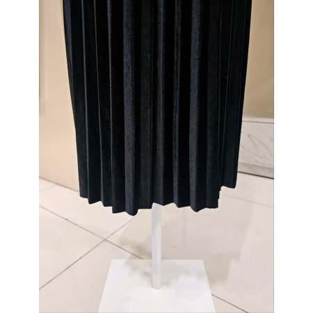 투버튼 플리츠 스커트 배색 니트원피스