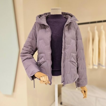 후드 옆주름 덕다운 패딩점퍼