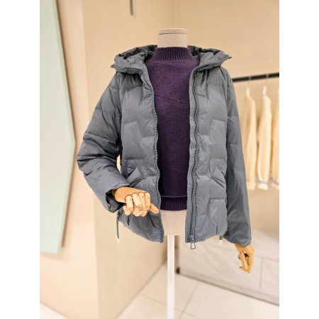 후드 옆주름 덕다운 패딩점퍼