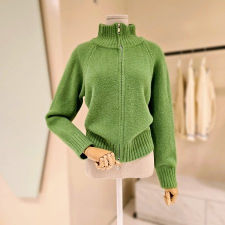 하이넥 집업 니트 가디건