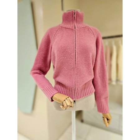 하이넥 집업 니트 가디건