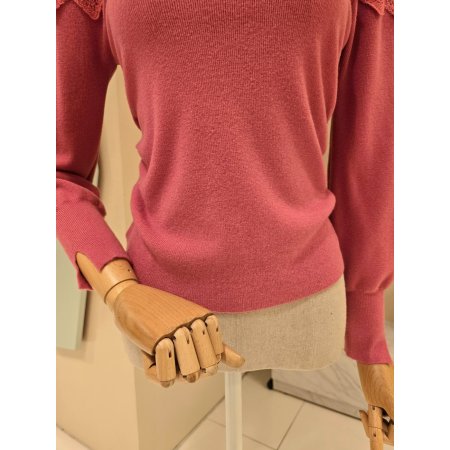 레이스 셔링 하이넥 니트